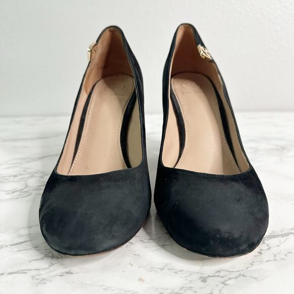 Tory Burch Elizabeth Black Bubuck Suede Block Heel Pumps women’s Size 8.5 - Picture 2 of 14